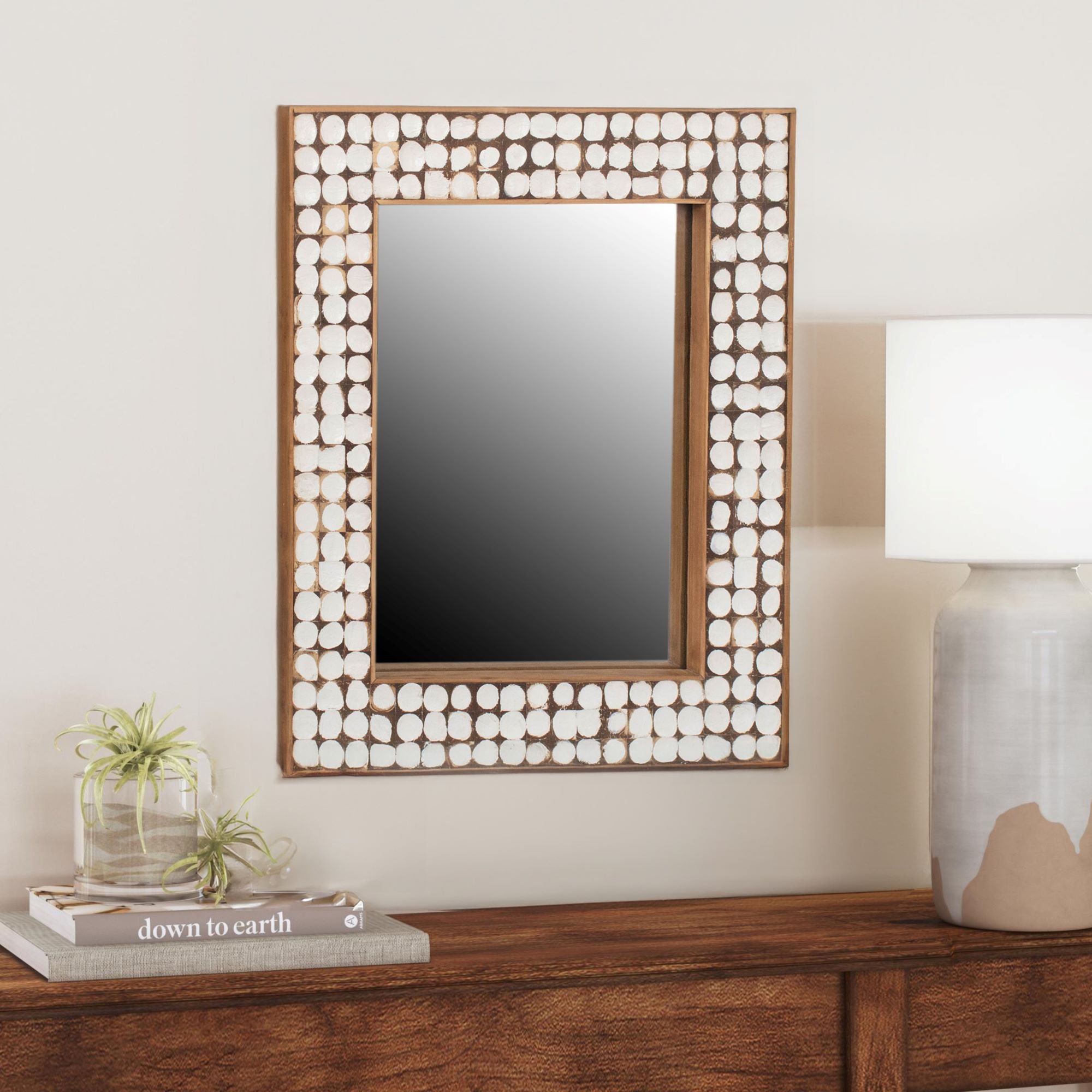 Mila Coconut Shell Rectangle Mirror