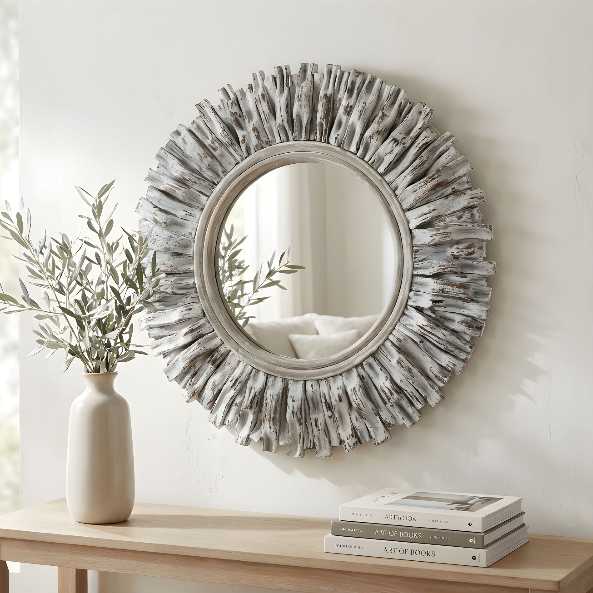 Hapsala Round Rattan Starburst 30" Mirror