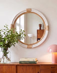 Marina Round Handwoven Rattan Wall Mirror, 23"