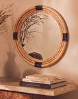 Marina Round Handwoven Rattan Wall Mirror, 23"
