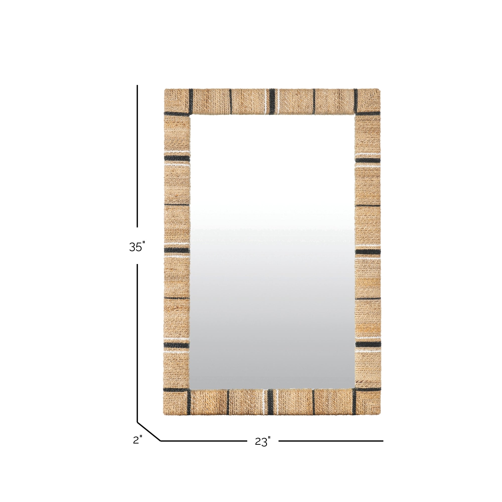 Leila Rectangular Seagrass Wall Mirror, 23" Solid Wood wall mirror