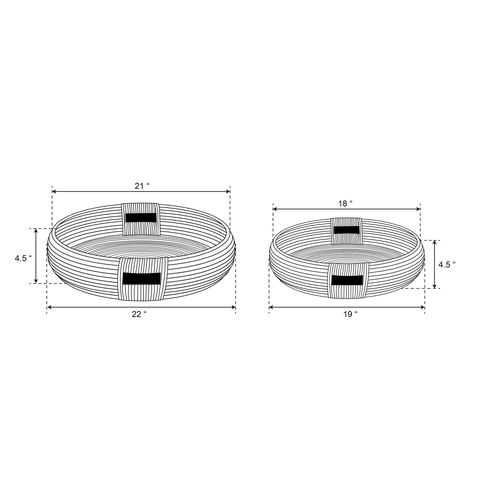 Indigo Road by Egypt Sherrod x East at Main Nami Whitewashed Rattan Round Trays (Set of 2)
