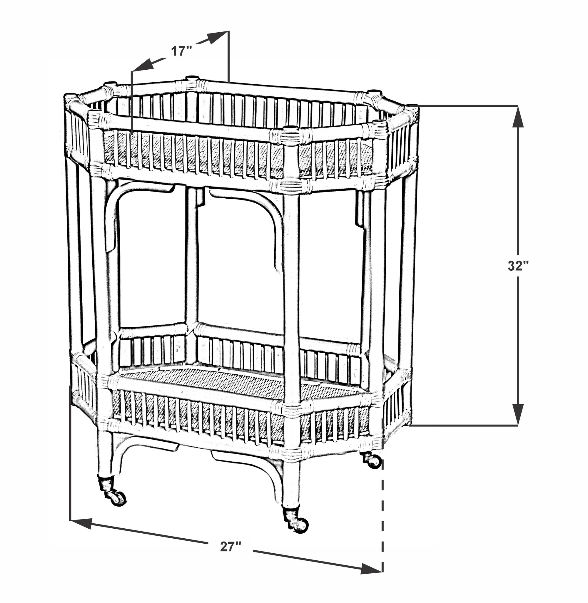 Amelia Rattan Bar Cart