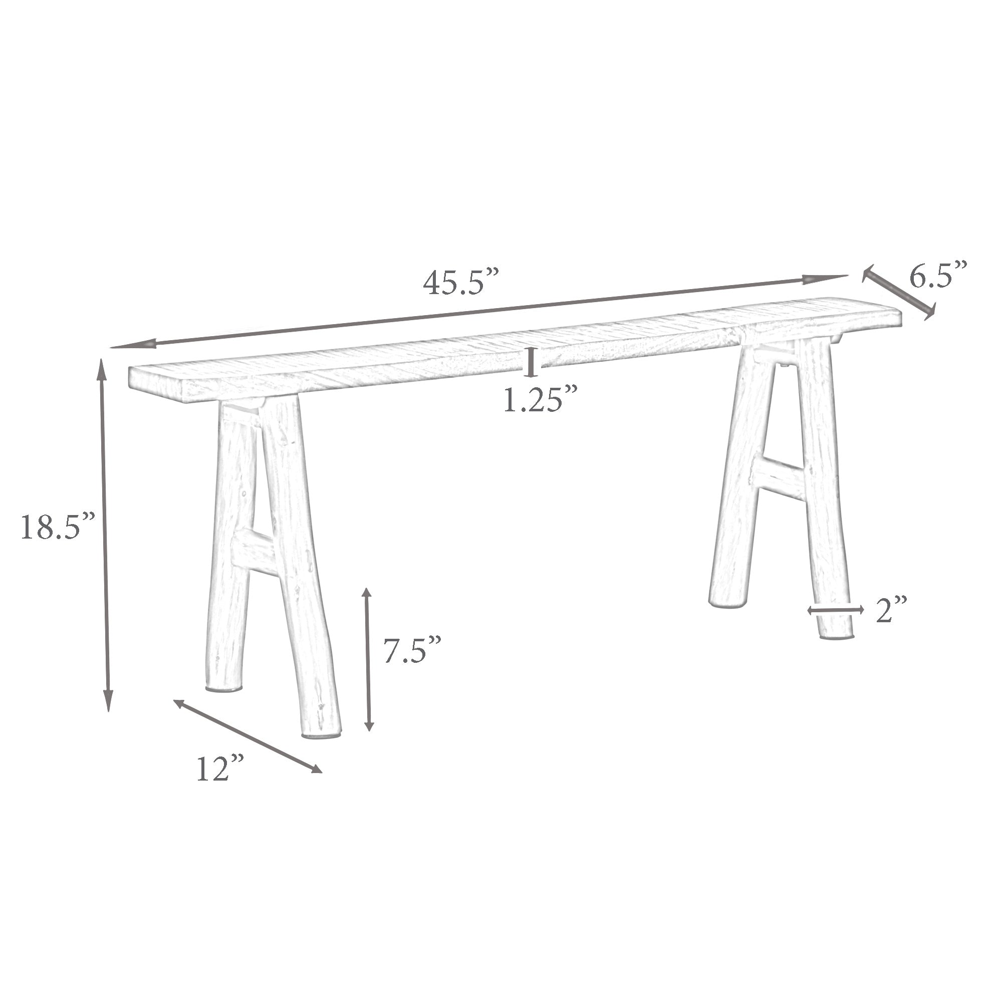 Ember Narrow Solid Wood A-Frame Bench