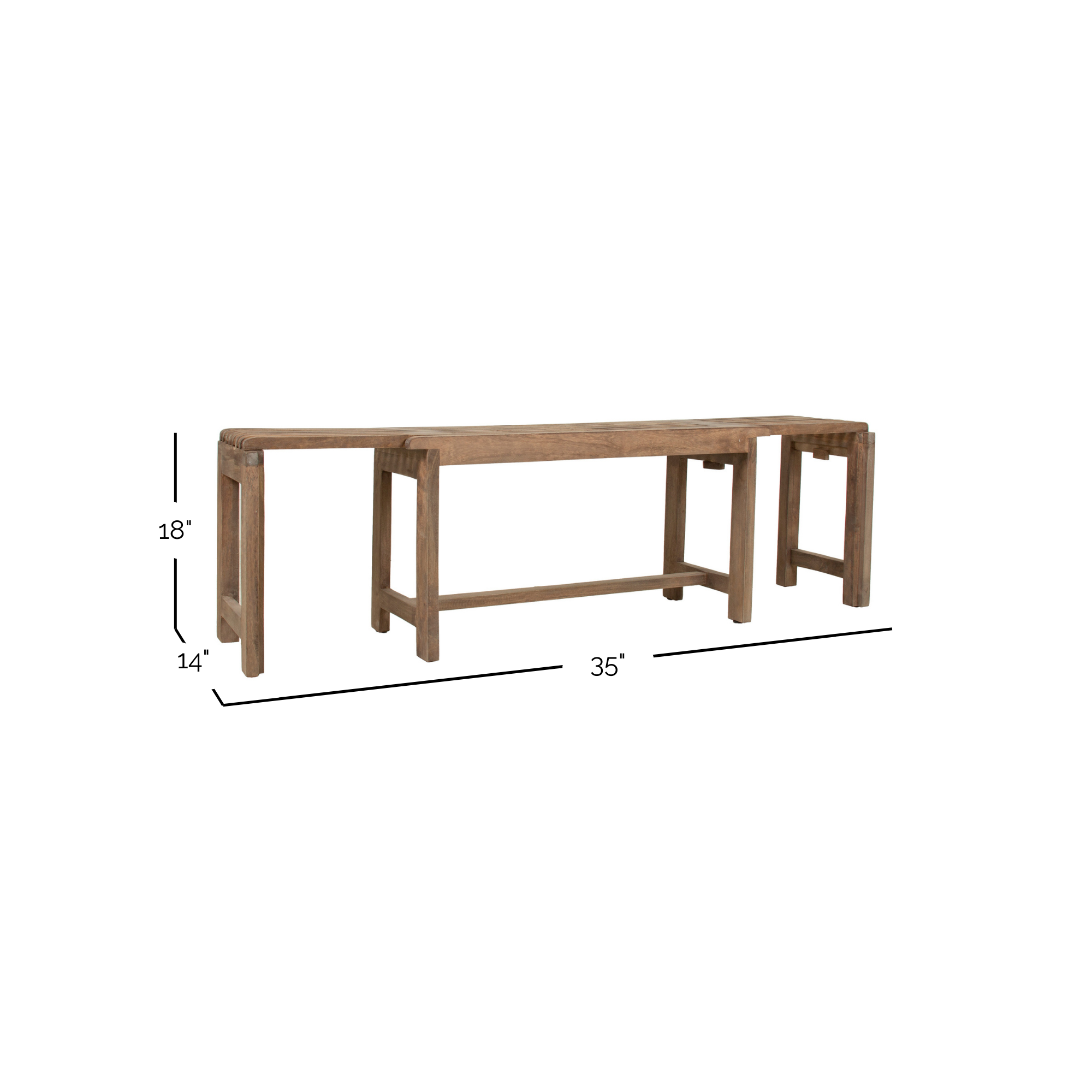 Remi 35ÃƒÆ’Ã‚Â¢ÃƒÂ¢Ã¢â‚¬Å¡Ã‚Â¬ÃƒÂ¢Ã¢â€šÂ¬Ã…â€œ60" Extendable Wood Bench Solid Wood bench