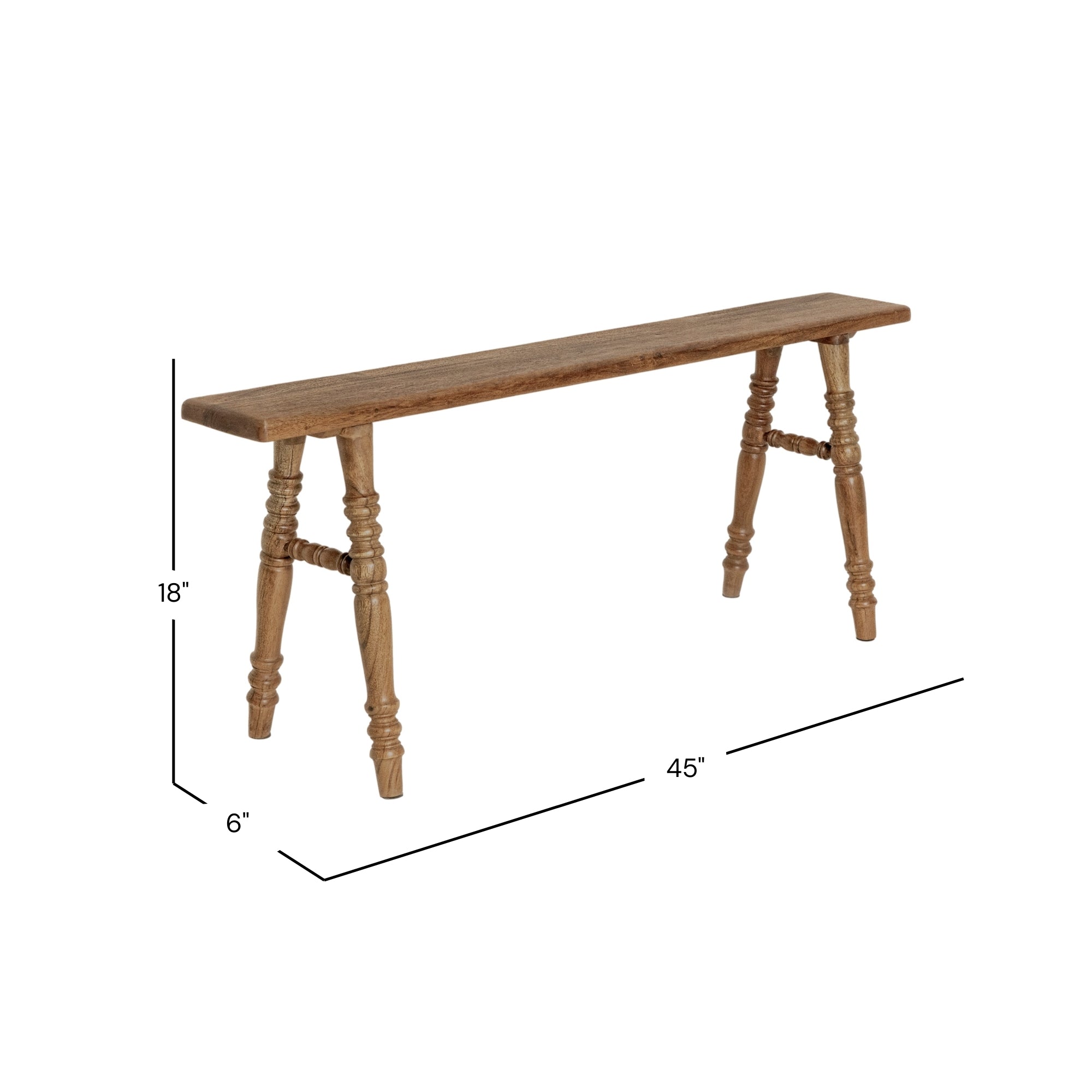 Ember Narrow Solid Wood Turned-Leg Bench Solid Wood bench