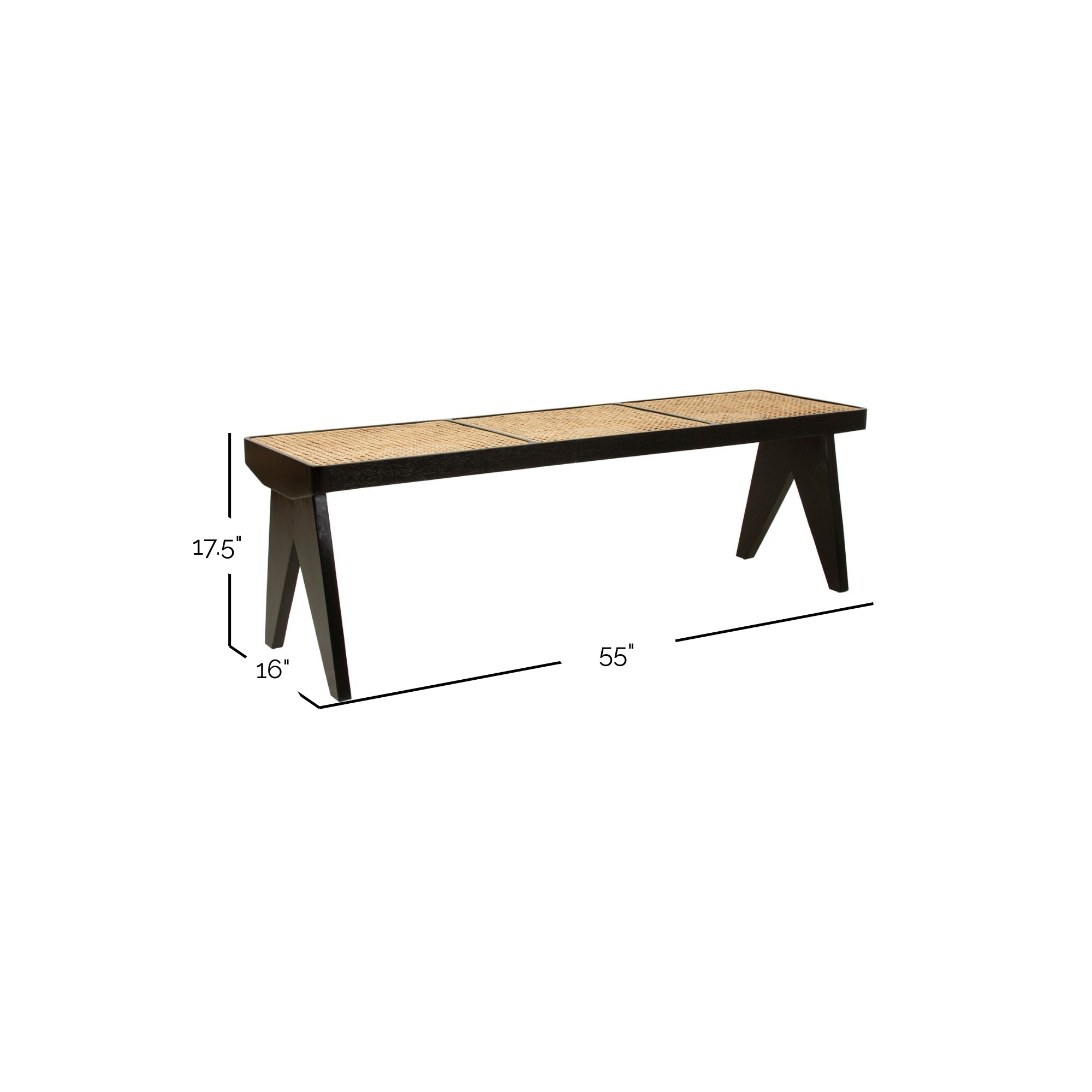 Franco Cane Bench Solid Wood bench