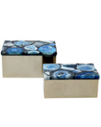Ava 8" W Gold Metal And Agate Box, Set of 2 Solid Wood decorative accessories