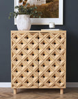 Indigo Road by Egypt Sherrod x East at Main Chiara Carved Wood Geometric Diamond Two Door Cabinet