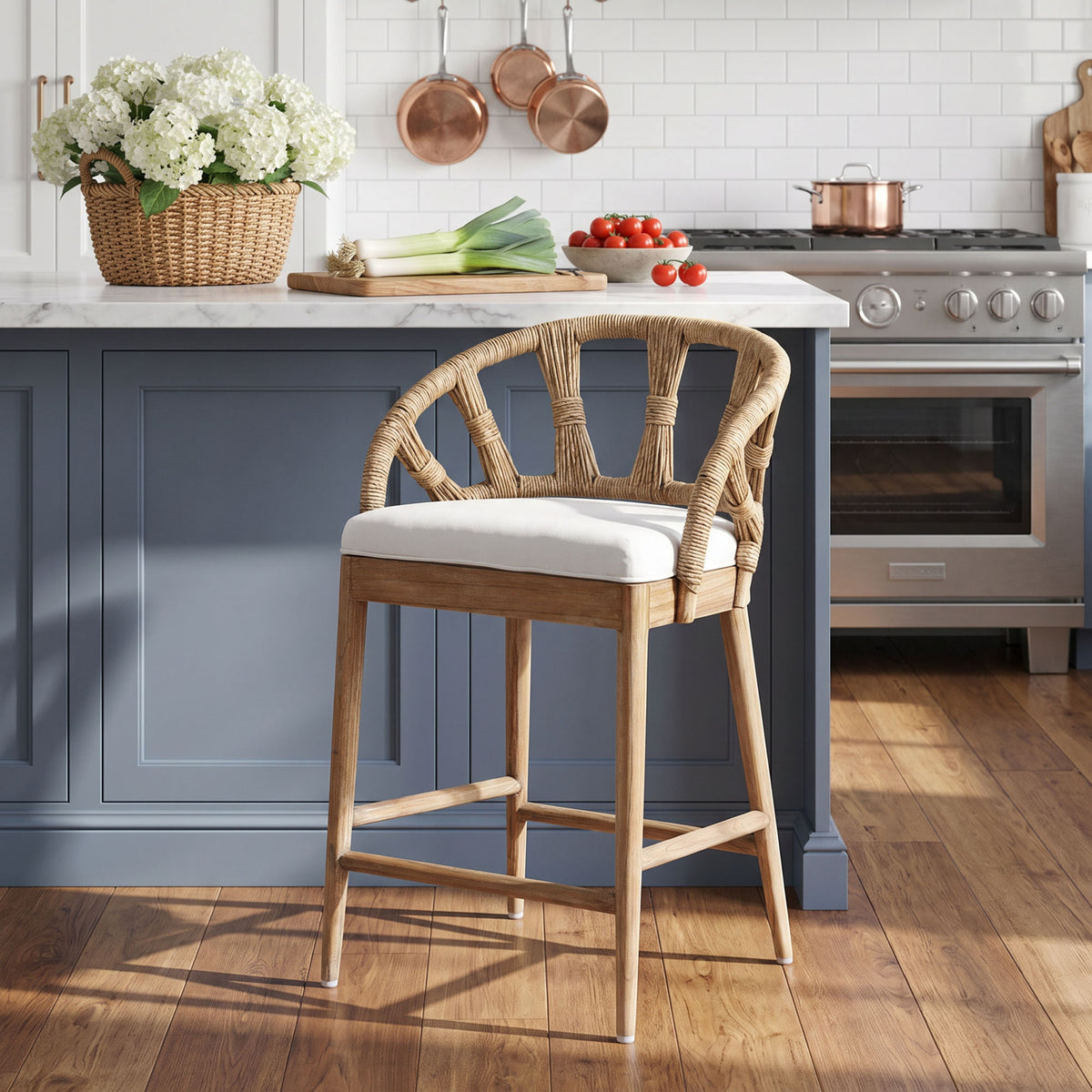 Malibu Solid Wood Upholstered Counterstool