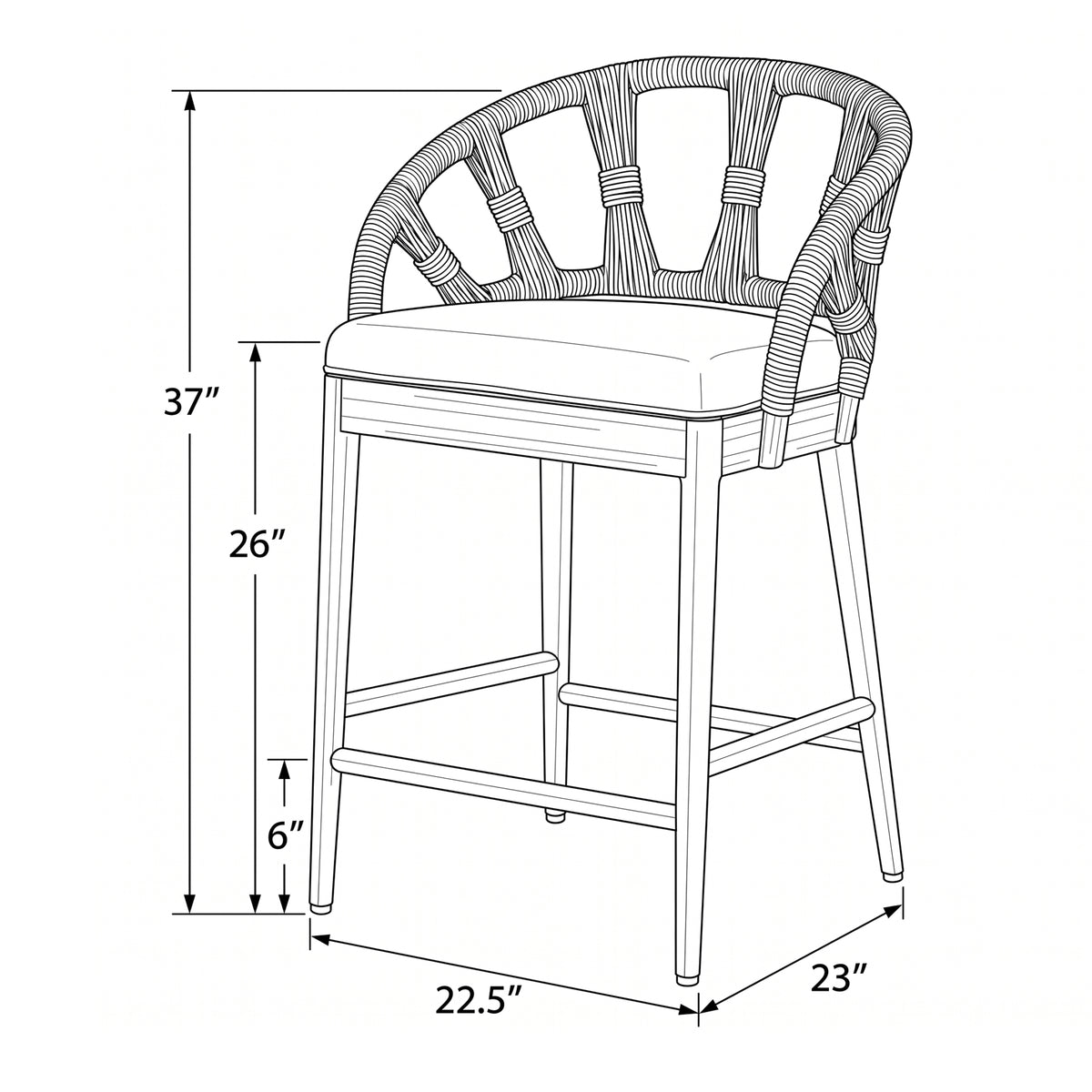 Malibu Solid Wood Upholstered Counterstool