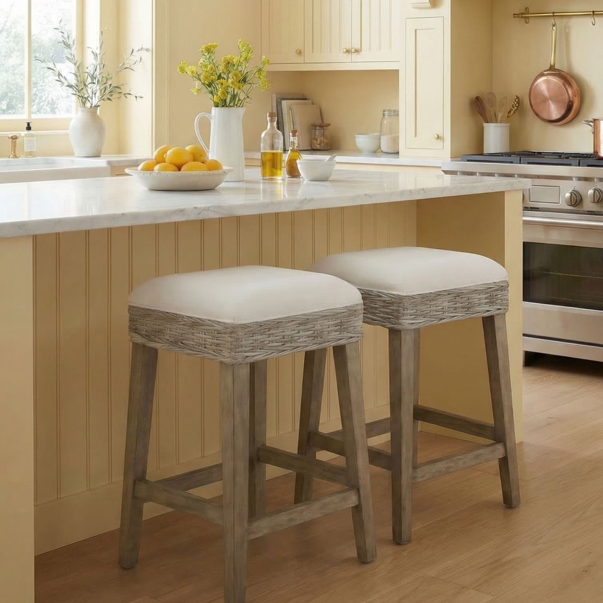 Not Deep Counter Stools Harlow Upholstered Backless Counter Stool | East at Main