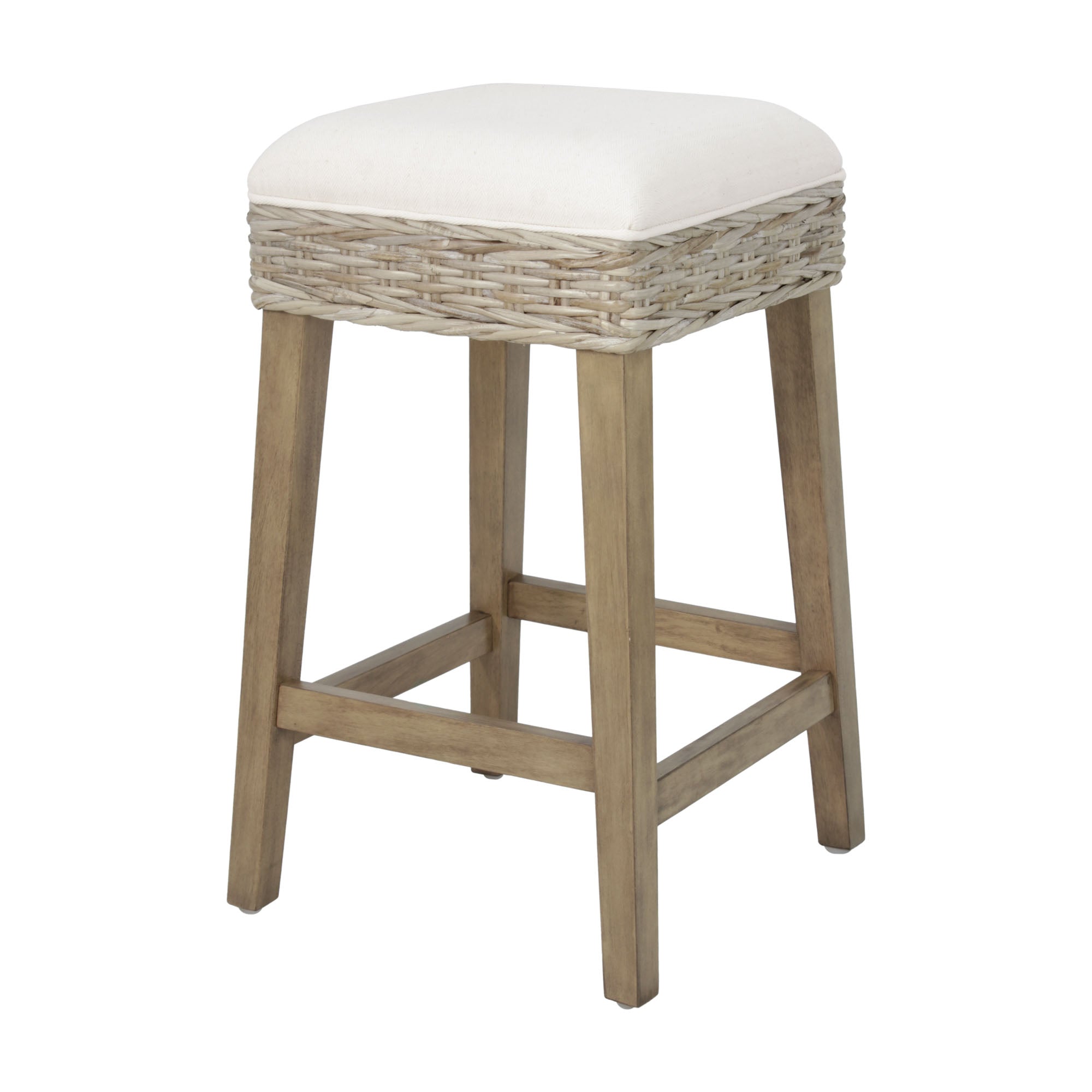 Brown Harlow Upholstered Backless Counter Stool, Set of 2 Mahogany Wood counter stool