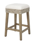 Brown Harlow Upholstered Backless Counter Stool, Set of 2 Mahogany Wood counter stool
