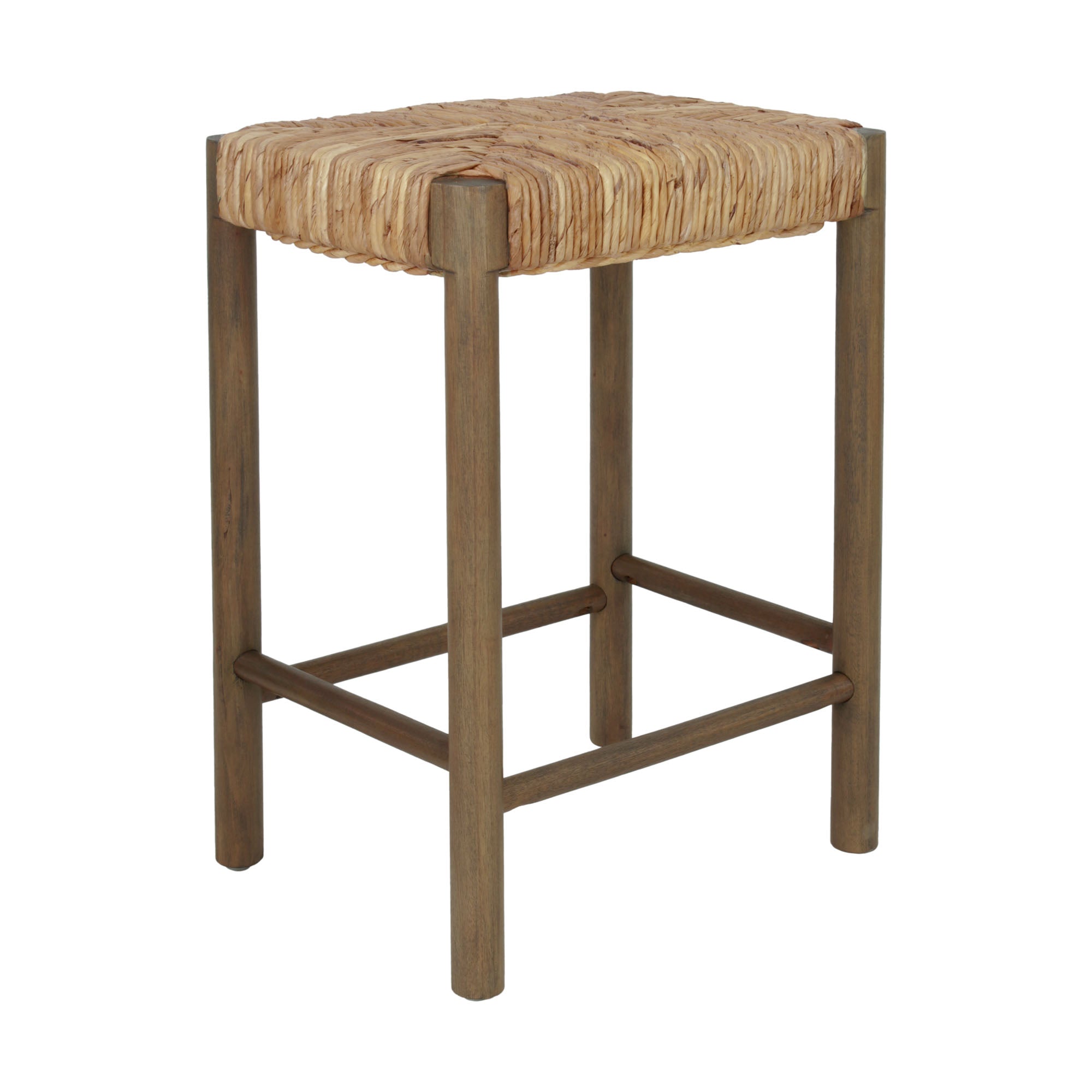 Brown Cruz Banana Leaf Rush Counter Stool, Set of 2 Mahogany Wood counter stool