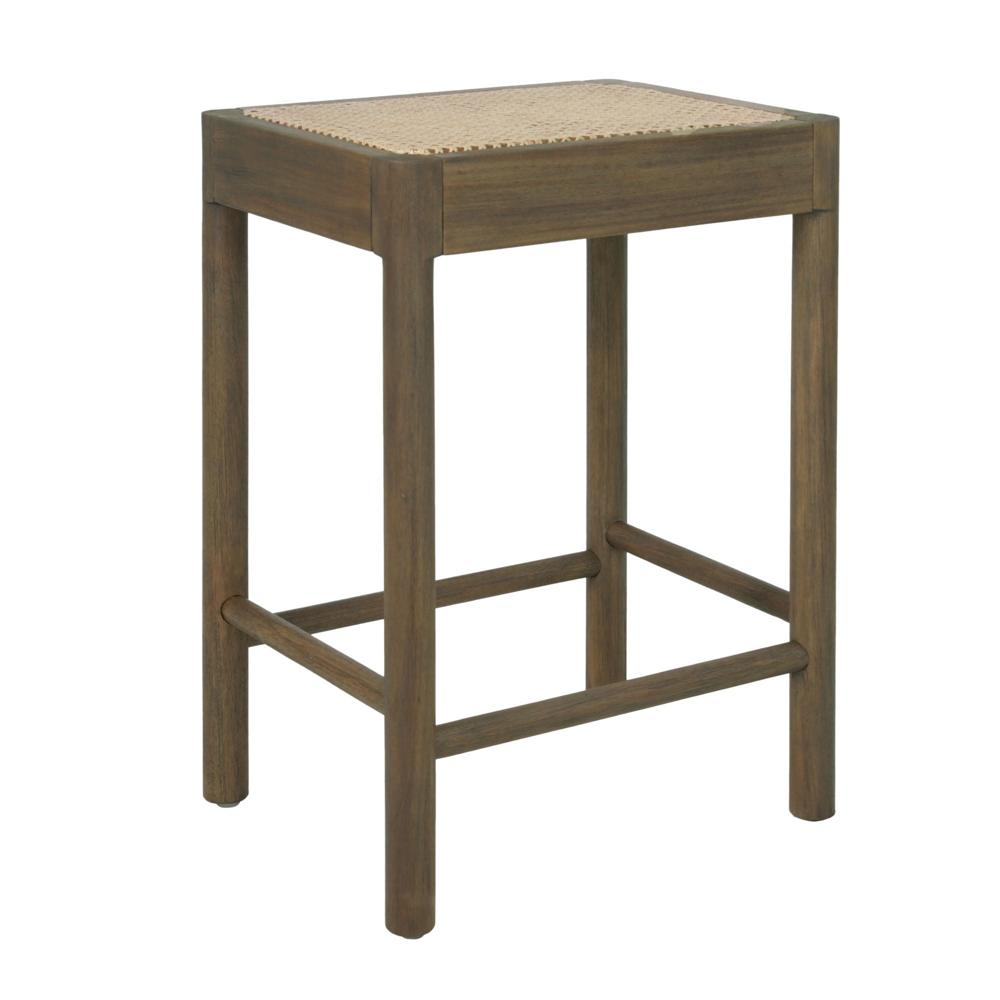 Brown Boden Cane Woven Counter Stool, Set of 2 Mahogany Wood counter stool