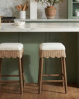 Maris Scalloped Rattan Counter Stool, Set of 2