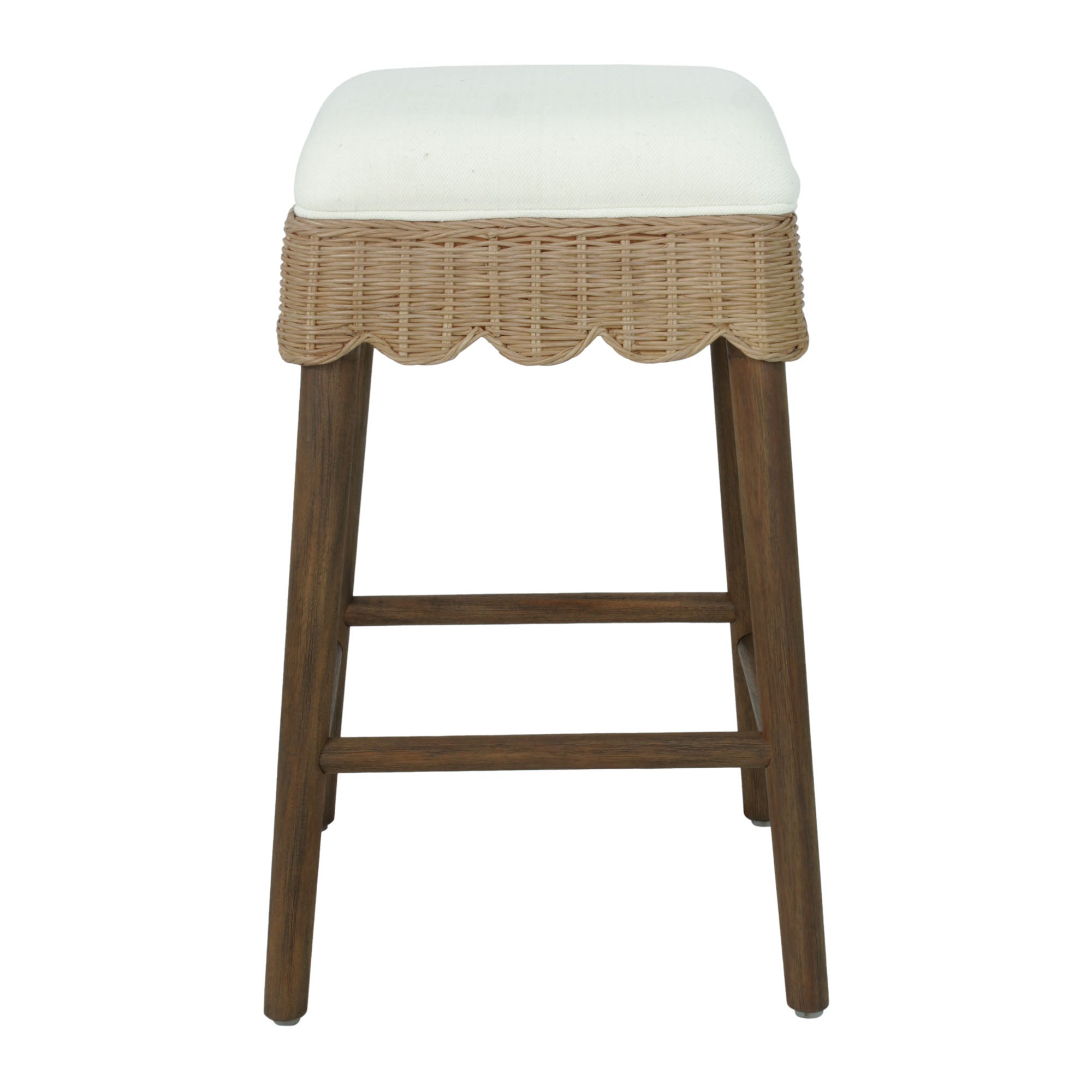 Maris Scalloped Rattan Counter Stool, Set of 2 Solid Wood counter stool