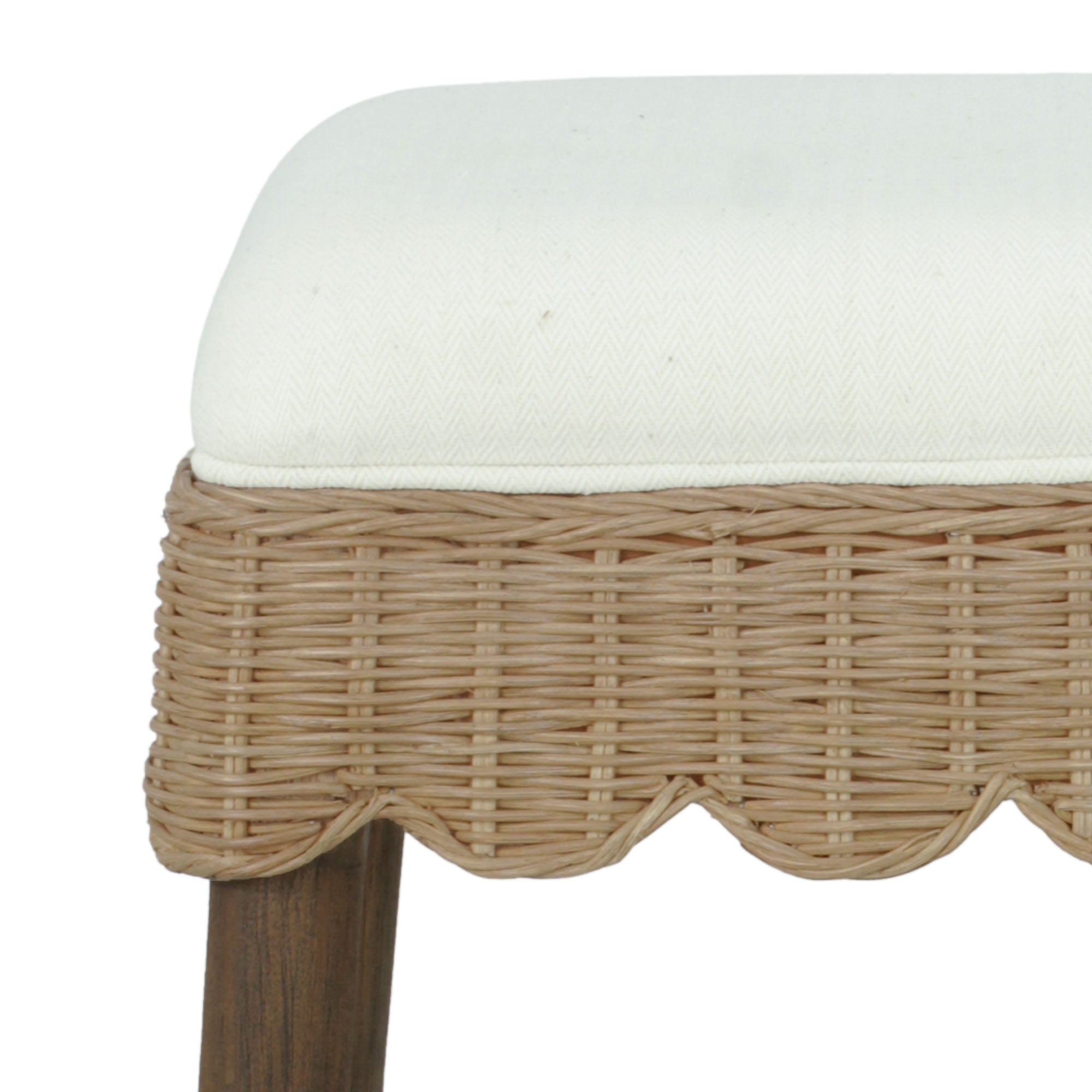 Maris Scalloped Rattan Counter Stool, Set of 2 Solid Wood counter stool
