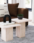 Ariya Fluted Solid Wood Column Coffee Table