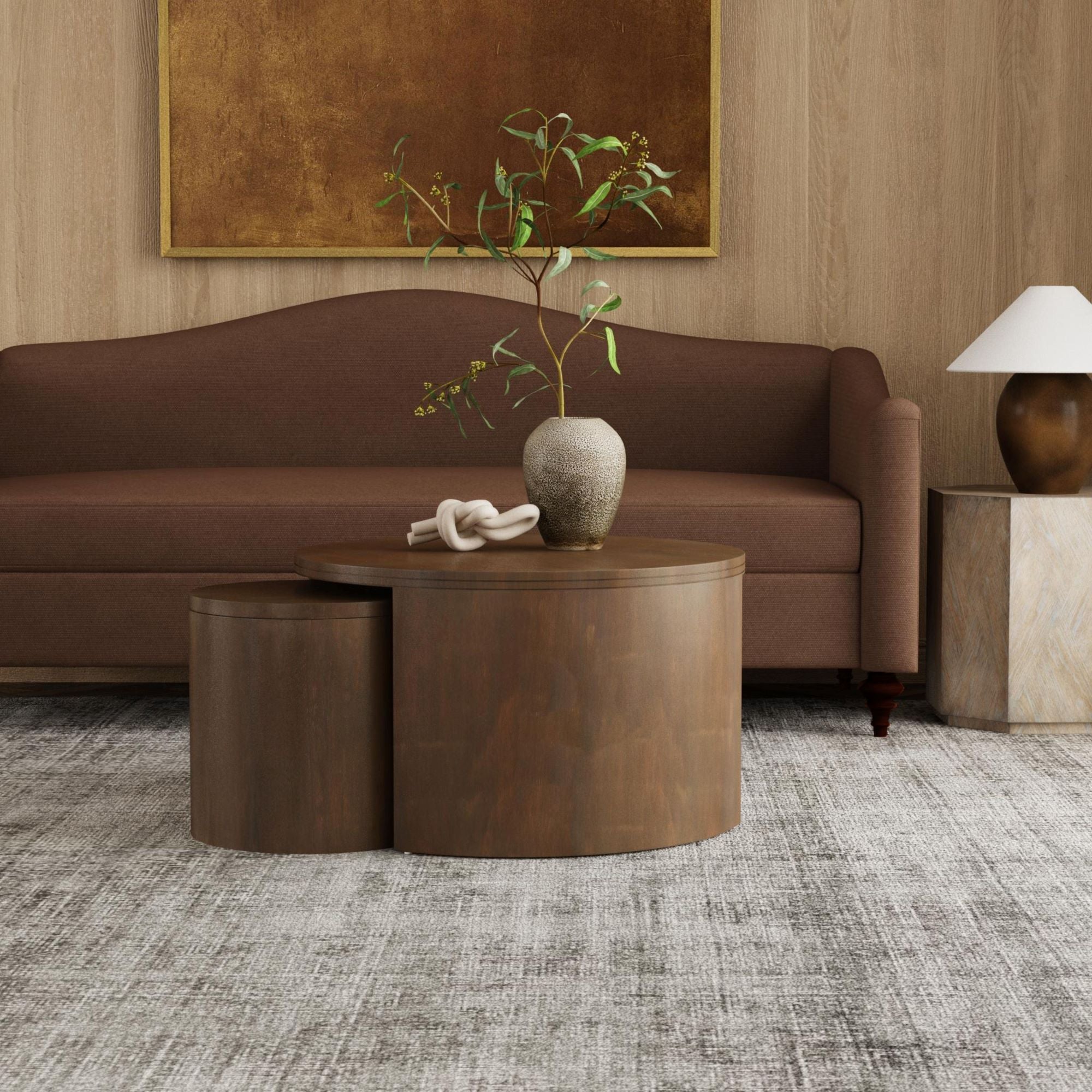 Indigo Road by Egypt Sherrod x East at Main Cyrus Round Storage Coffee Table and Nesting Stool