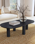 Kali Oval Solid Wood Coffee Table With Round Legs