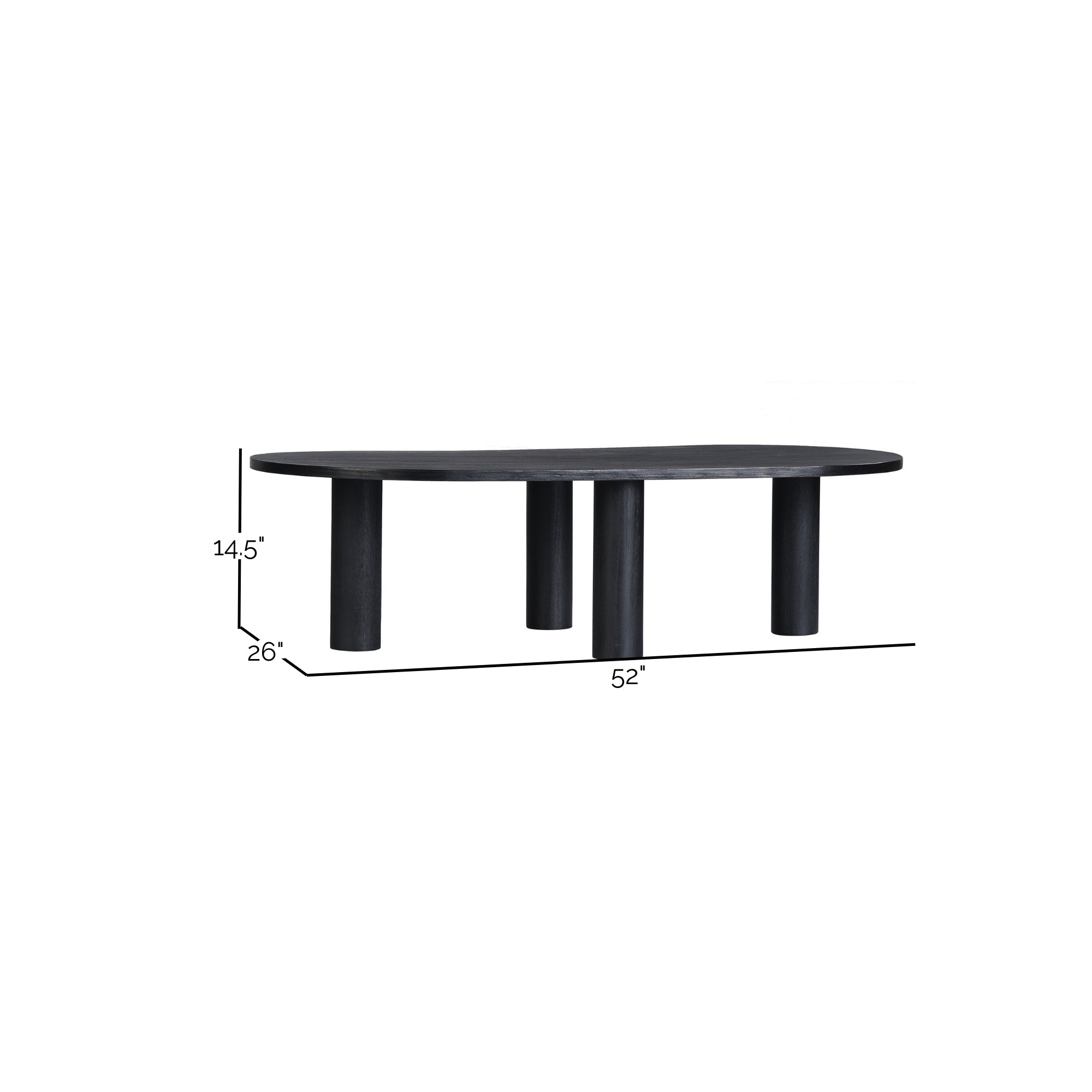 Kali Oval Solid Wood Coffee Table With Round Legs