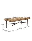 Rectangular Handwoven Rattan and Iron Coffee Wicker Table