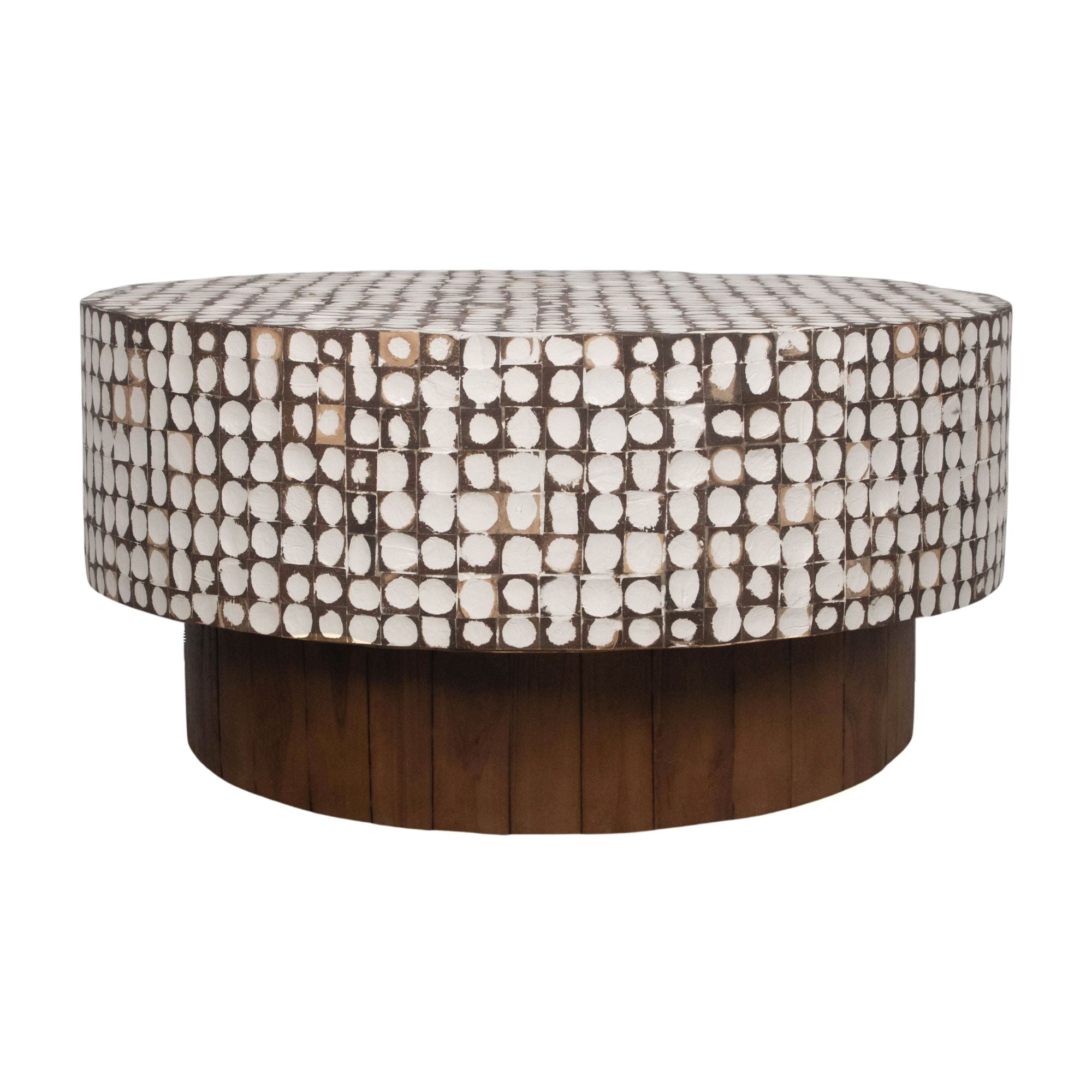 Mila Round Coconut Shell Pedestal Coffee Table
