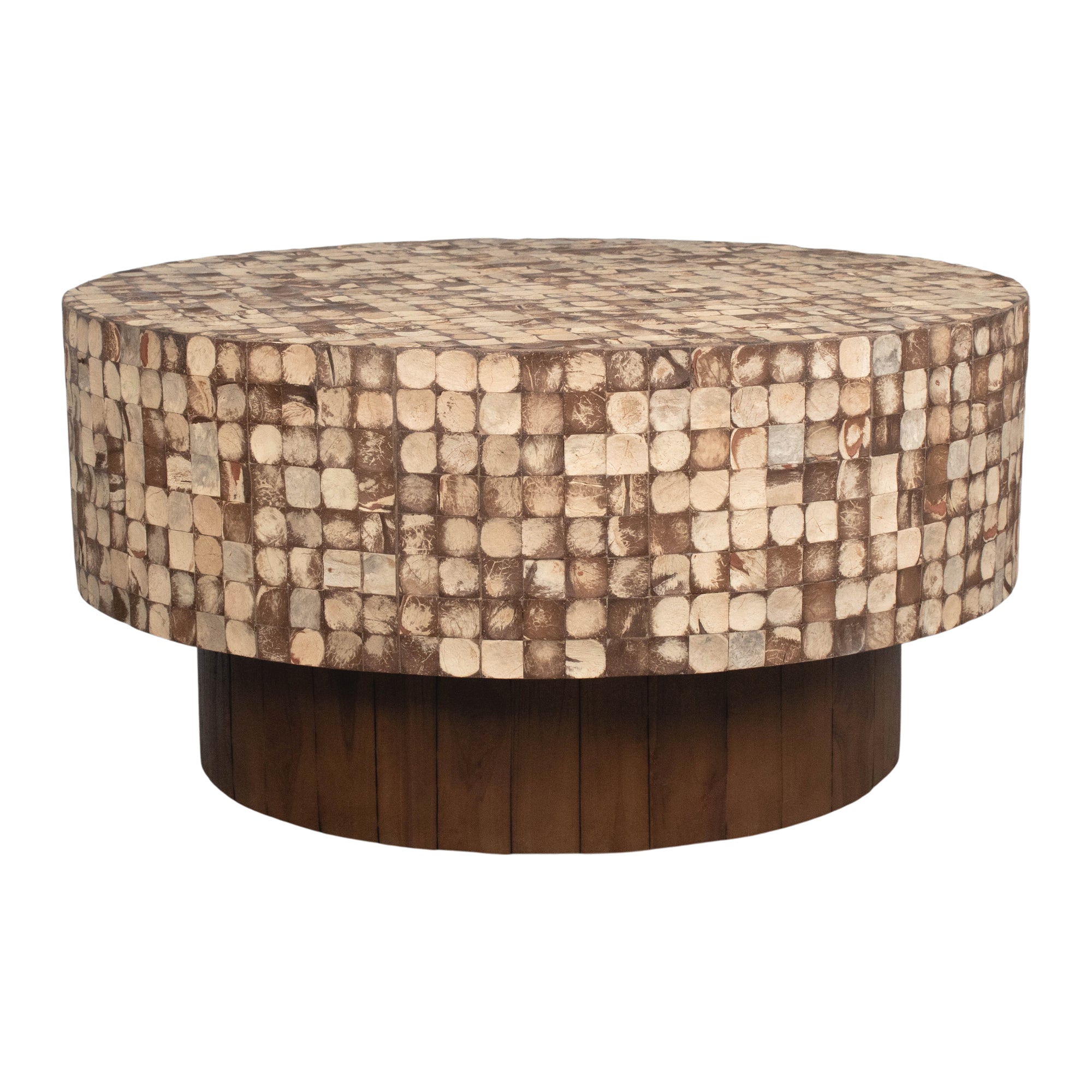 Mila Round Coconut Shell Pedestal Coffee Table