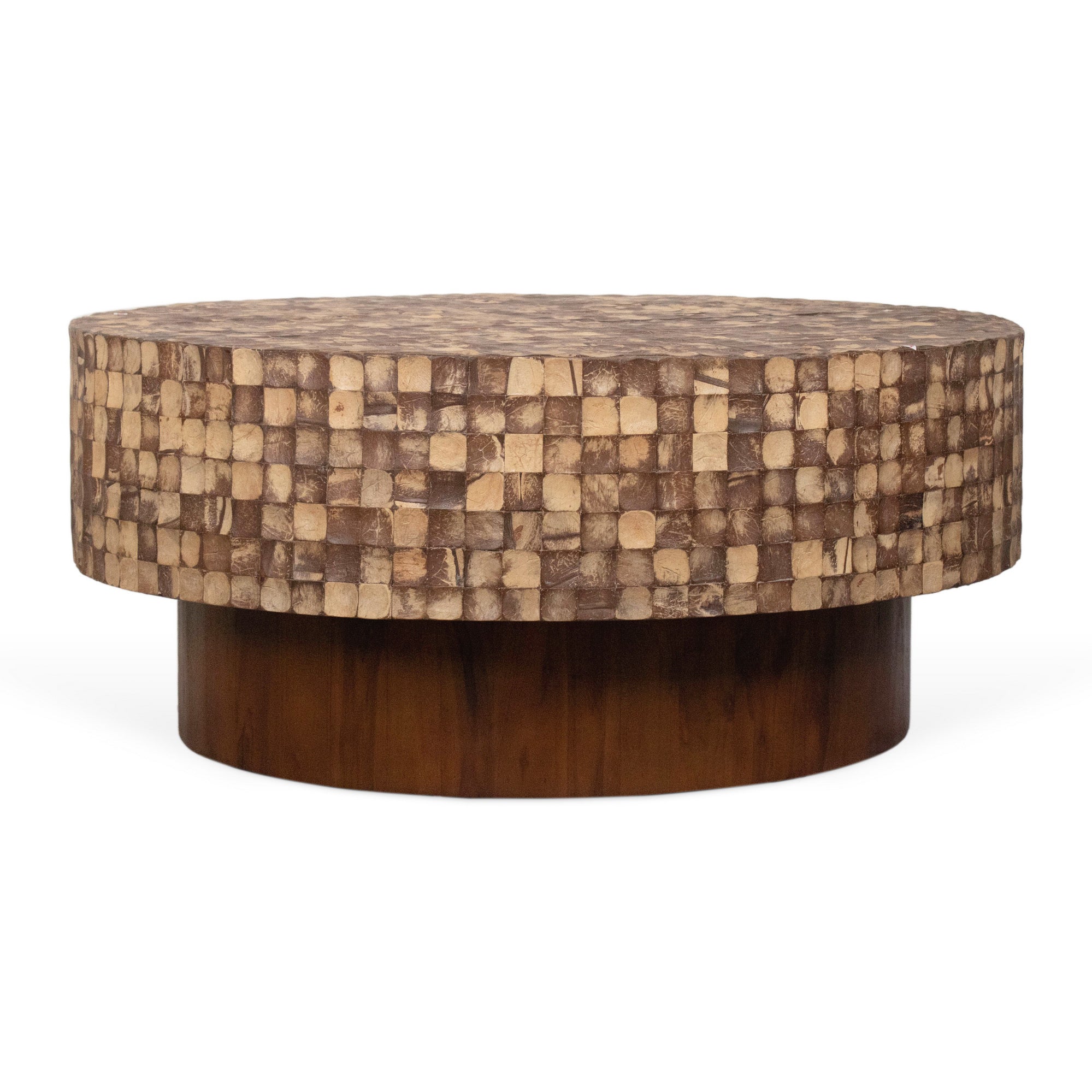 Mila Coconut Shell Round Pedestal Coffee Table