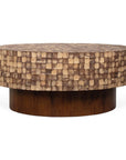 Mila Coconut Shell Round Pedestal Coffee Table