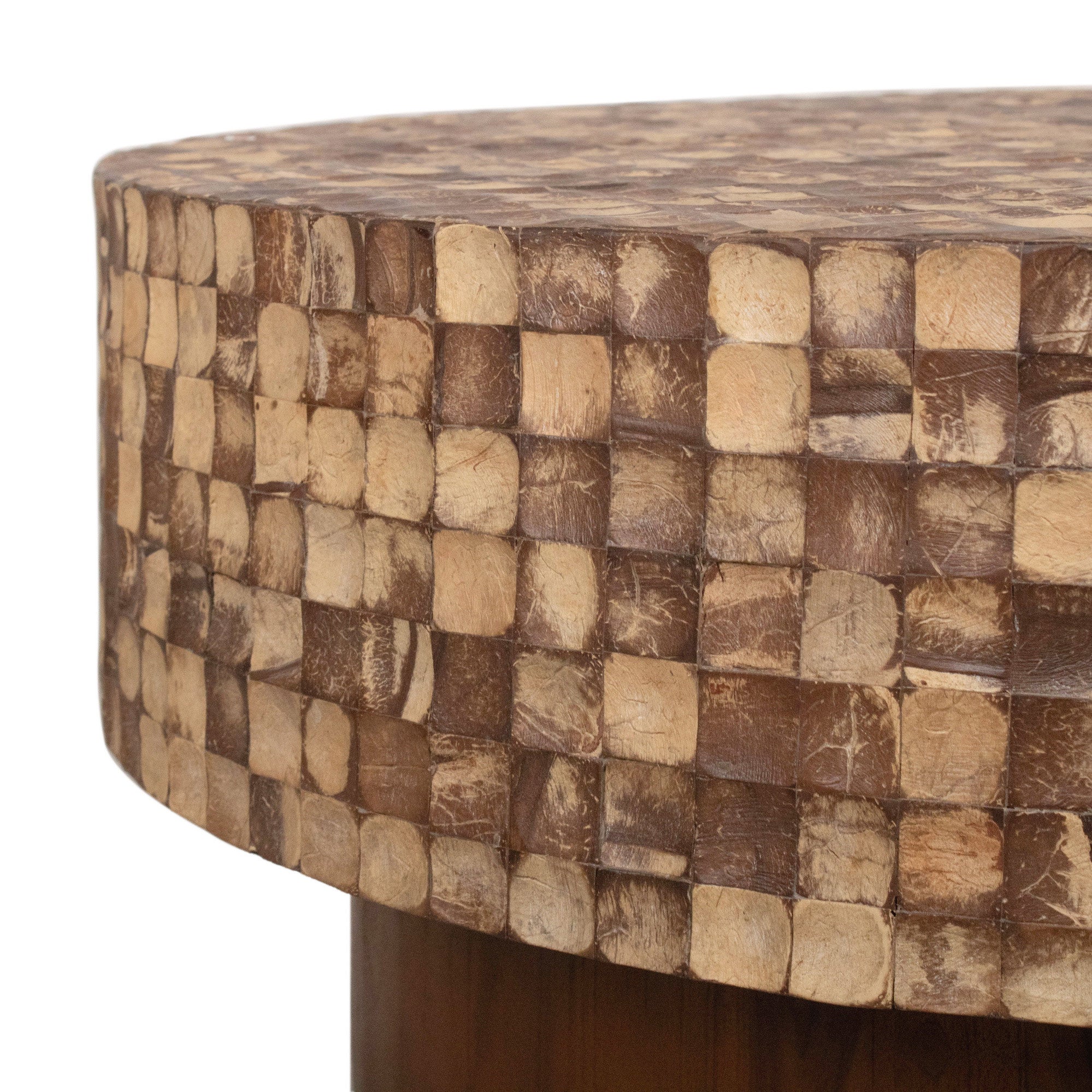 Mila Coconut Shell Round Pedestal Coffee Table