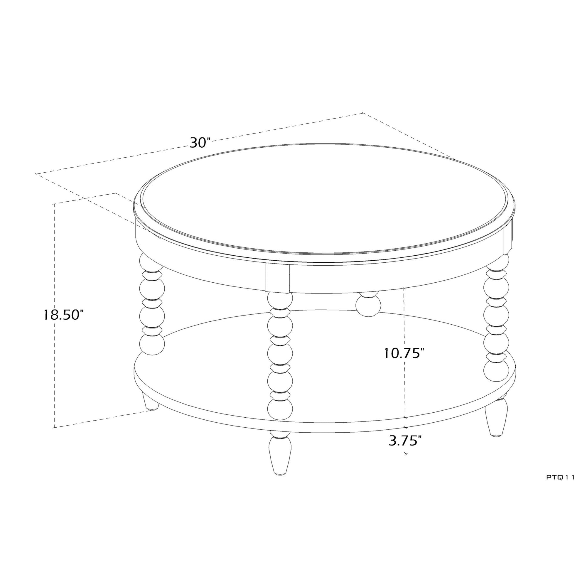 Elanor Round Turned Leg Coffee Table With Shelf
