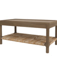 Asura 38" Coffee Table With Rush Shelf Solid Wood coffee table