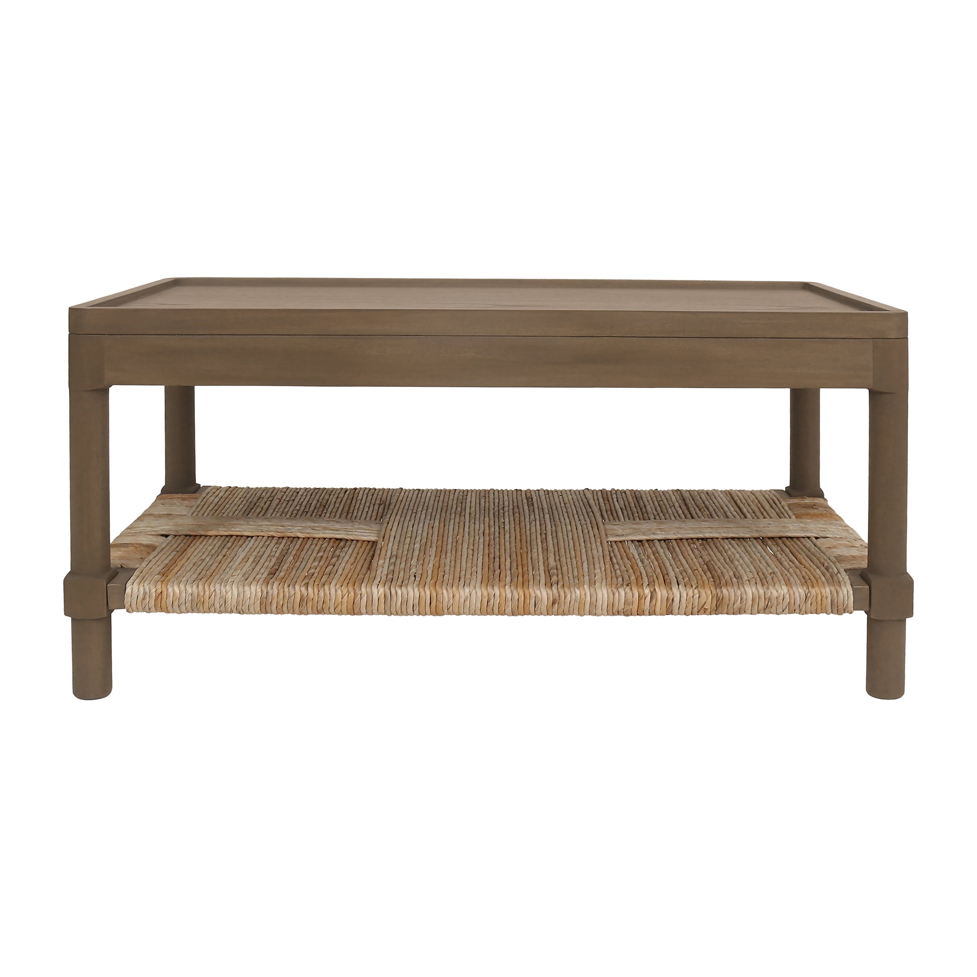 Asura 38" Coffee Table With Rush Shelf Solid Wood coffee table