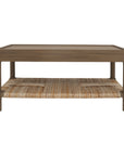 Asura 38" Coffee Table With Rush Shelf Solid Wood coffee table