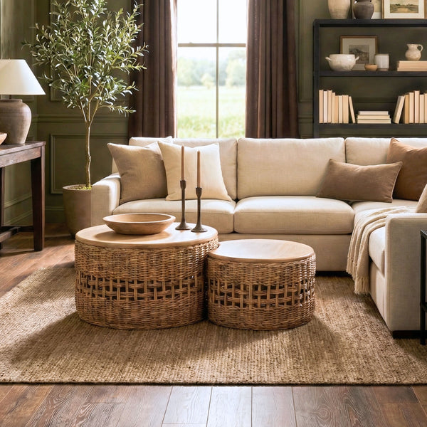 Navi Woven Lattice Coffee Tables, Set of 2 – East at Main