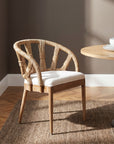 Malibu Solid Wood Upholstered Barrel Dining Chair