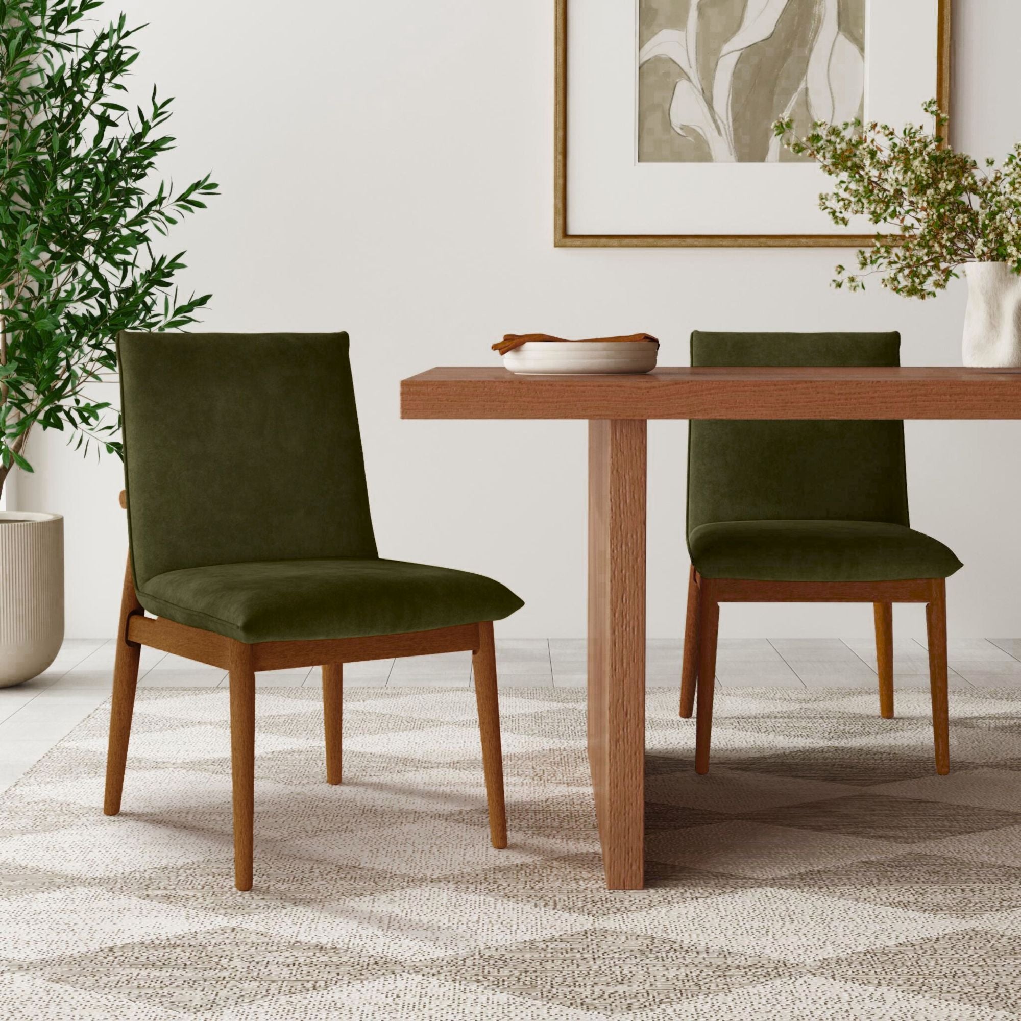 Nova Upholstered Solid Wood Dining Chairs (Set of 2)