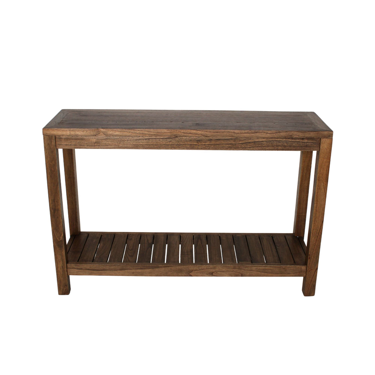 Petter Rectangular Solid Mindi Wood Console Table with Shelf