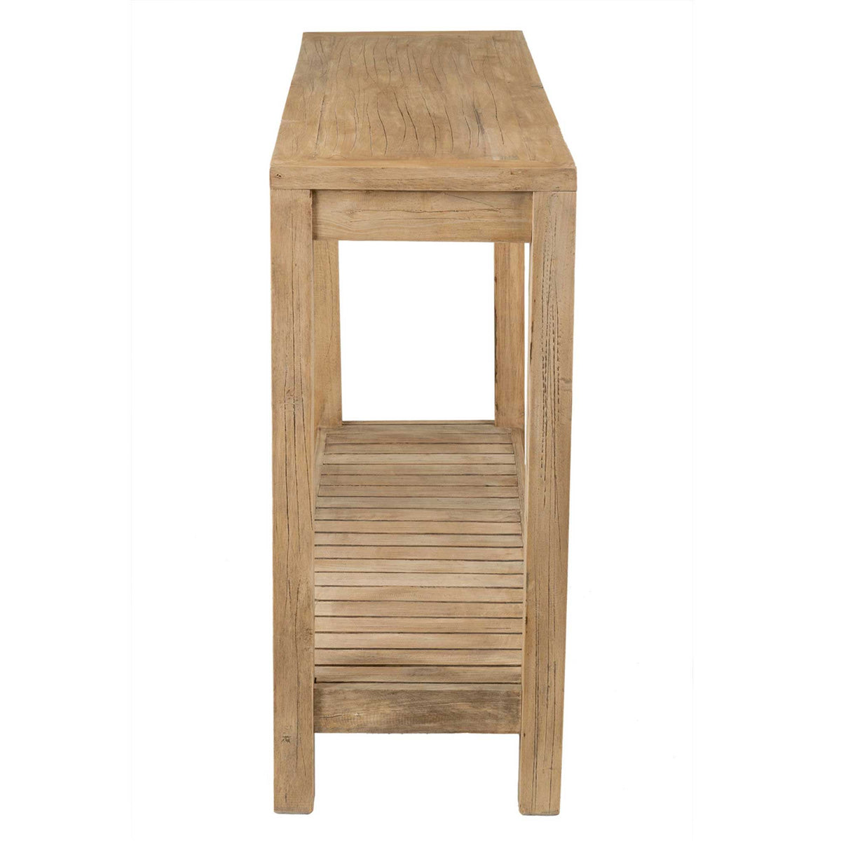 Petter Rectangular Solid Mindi Wood Console Table with Shelf