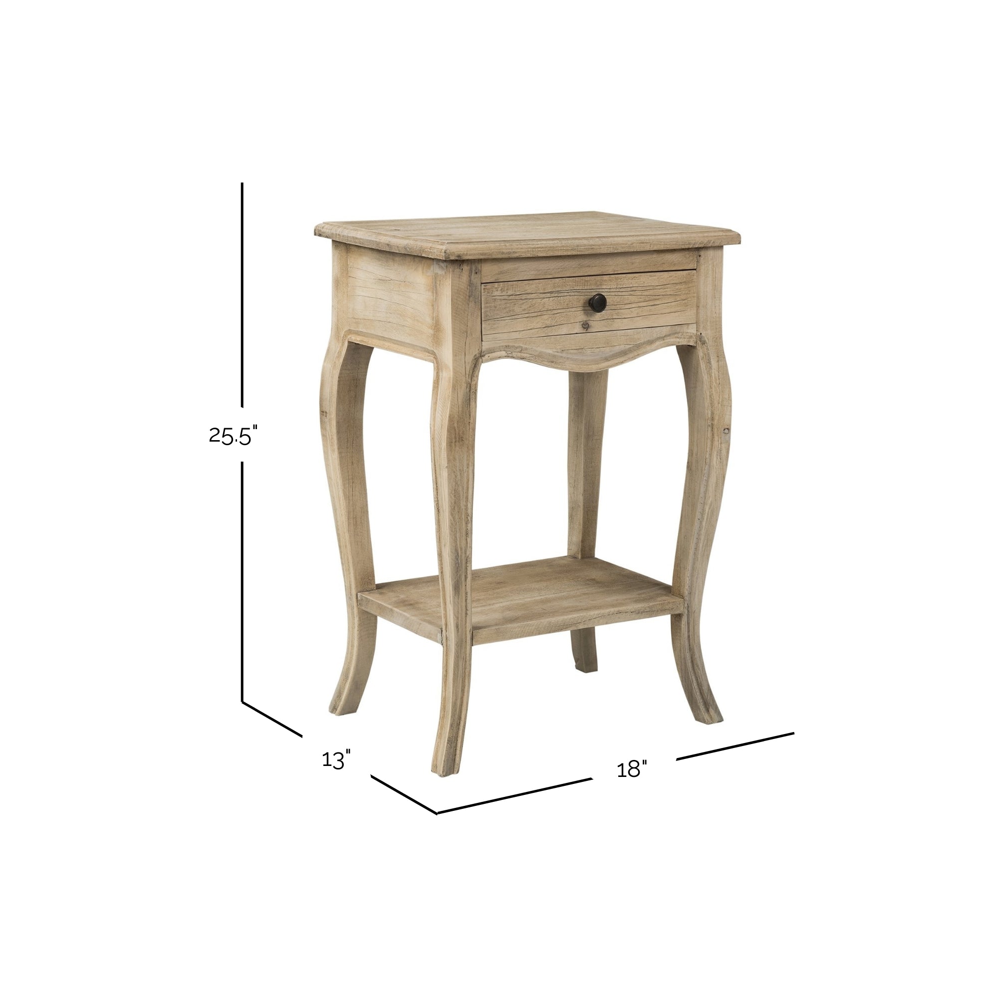 Bishop 26" Curved Leg Solid Wood Accent Table Solid Wood nightstand