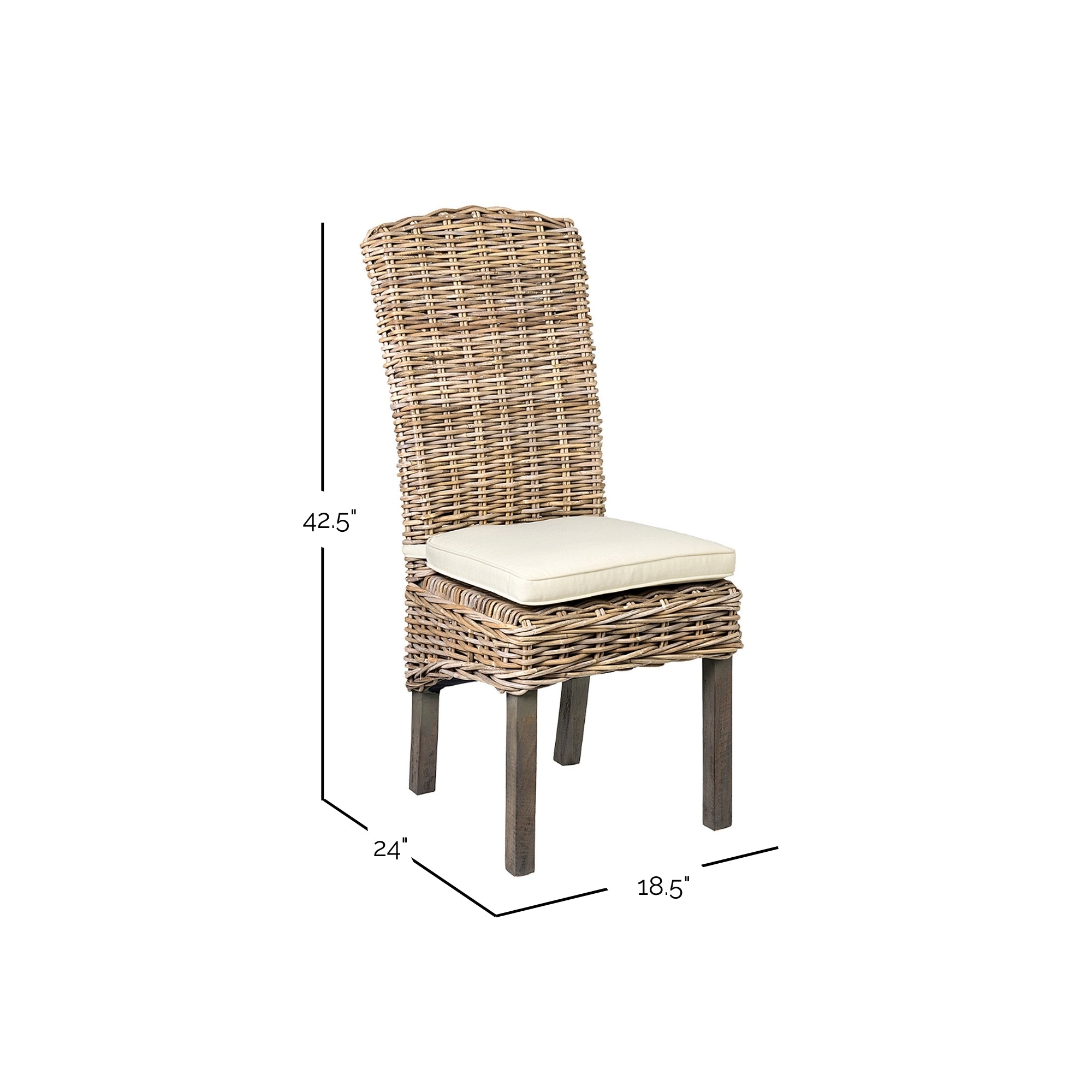 Summitt Handwoven Kubu Rattan Dining Chairs, Set of 2 Solid Wood dining chair