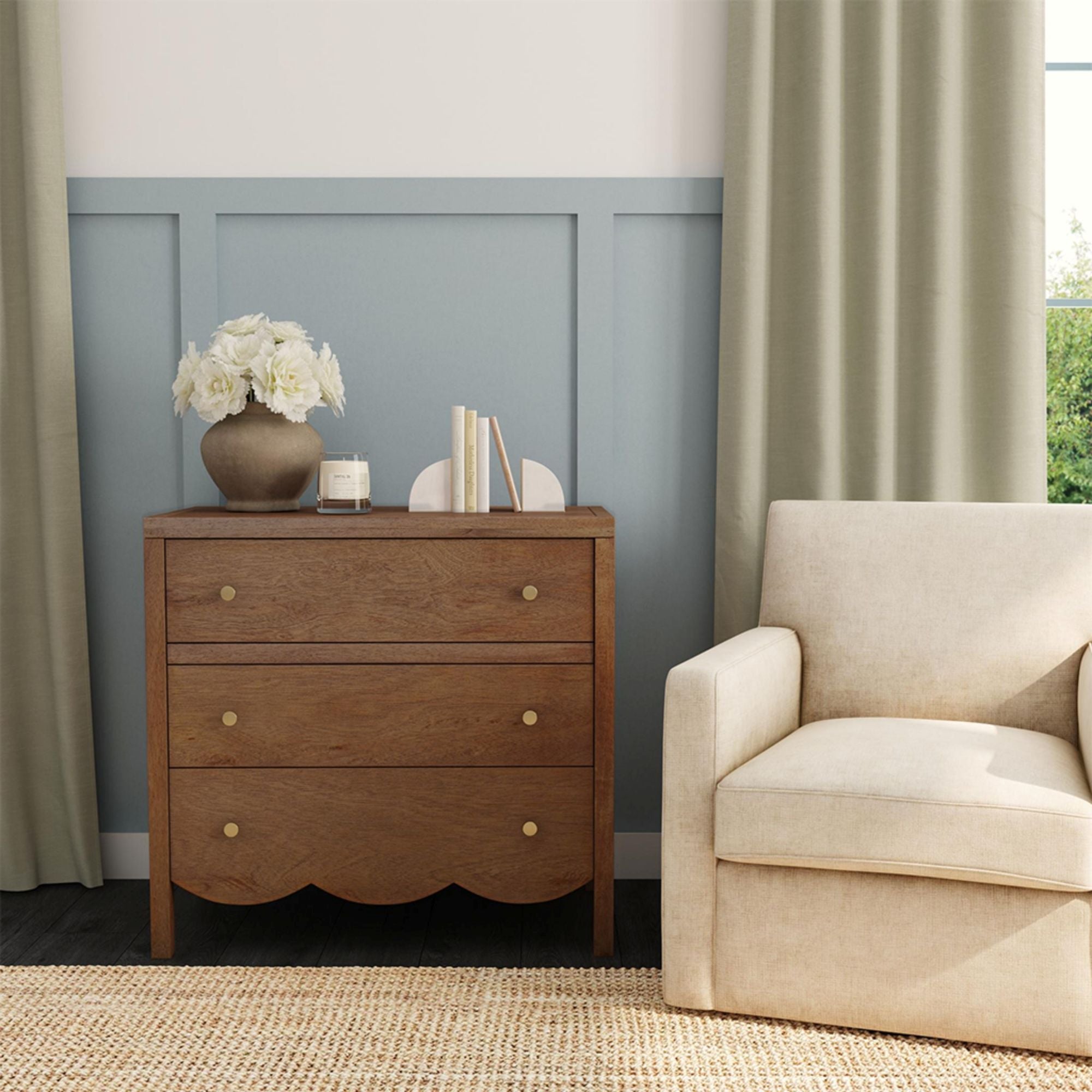 Morrowind Scallop Dresser with 3 Drawers Morrowind Scallop Dresser with 3 Drawers