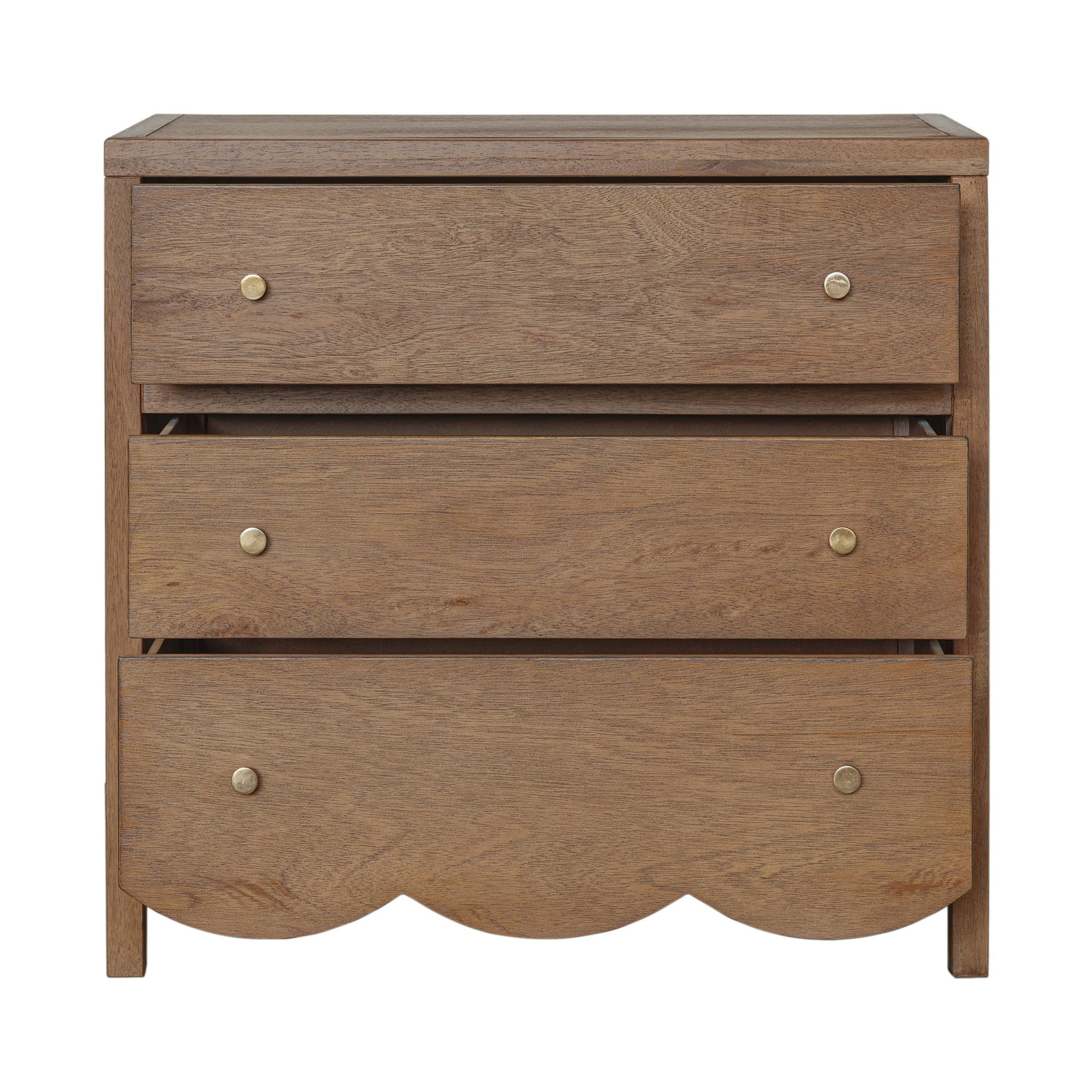 Morrowind 34" W Scallop Bayur Wood 3 Drawer Dresser