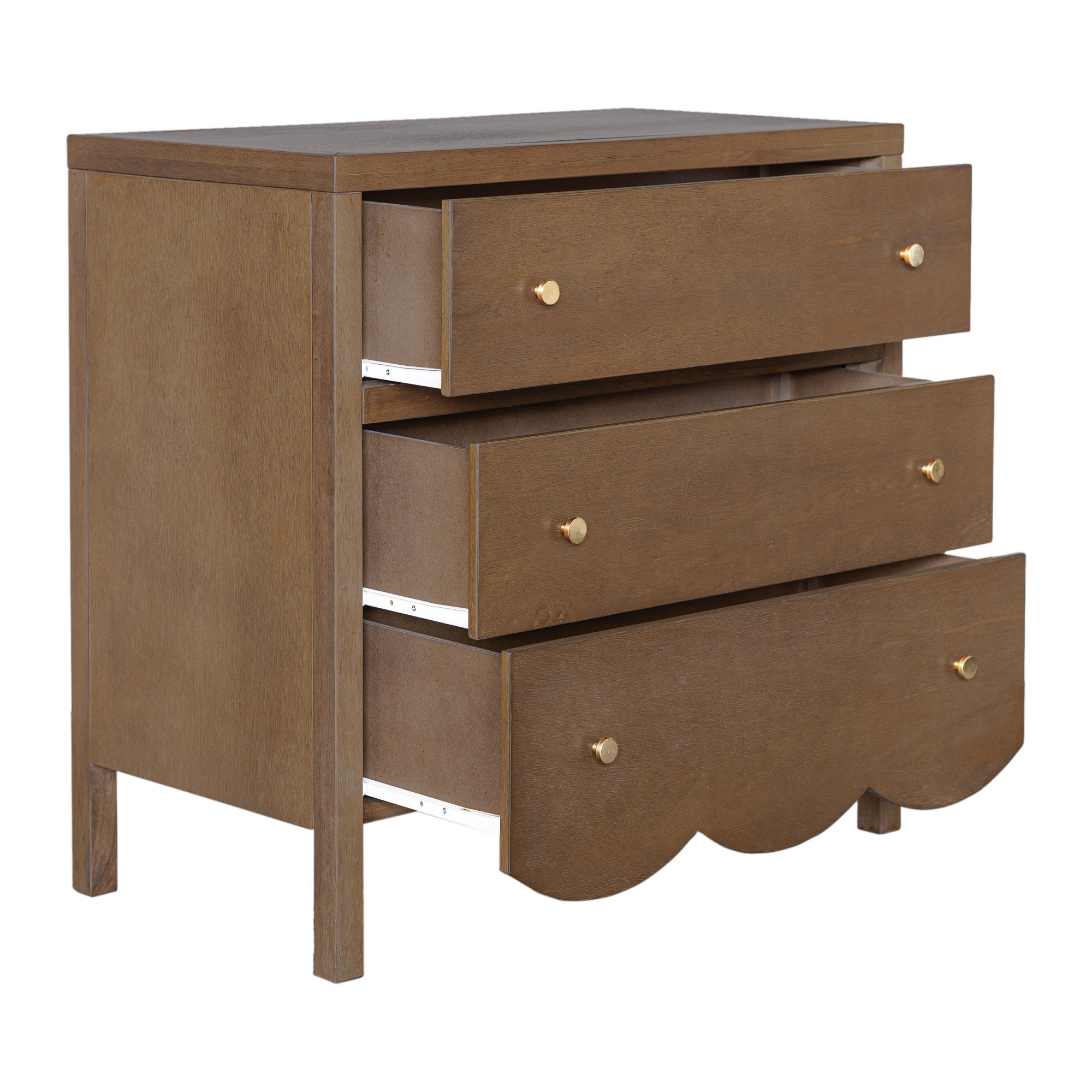 Morrowind 34" W Scallop Bayur Wood 3 Drawer Dresser