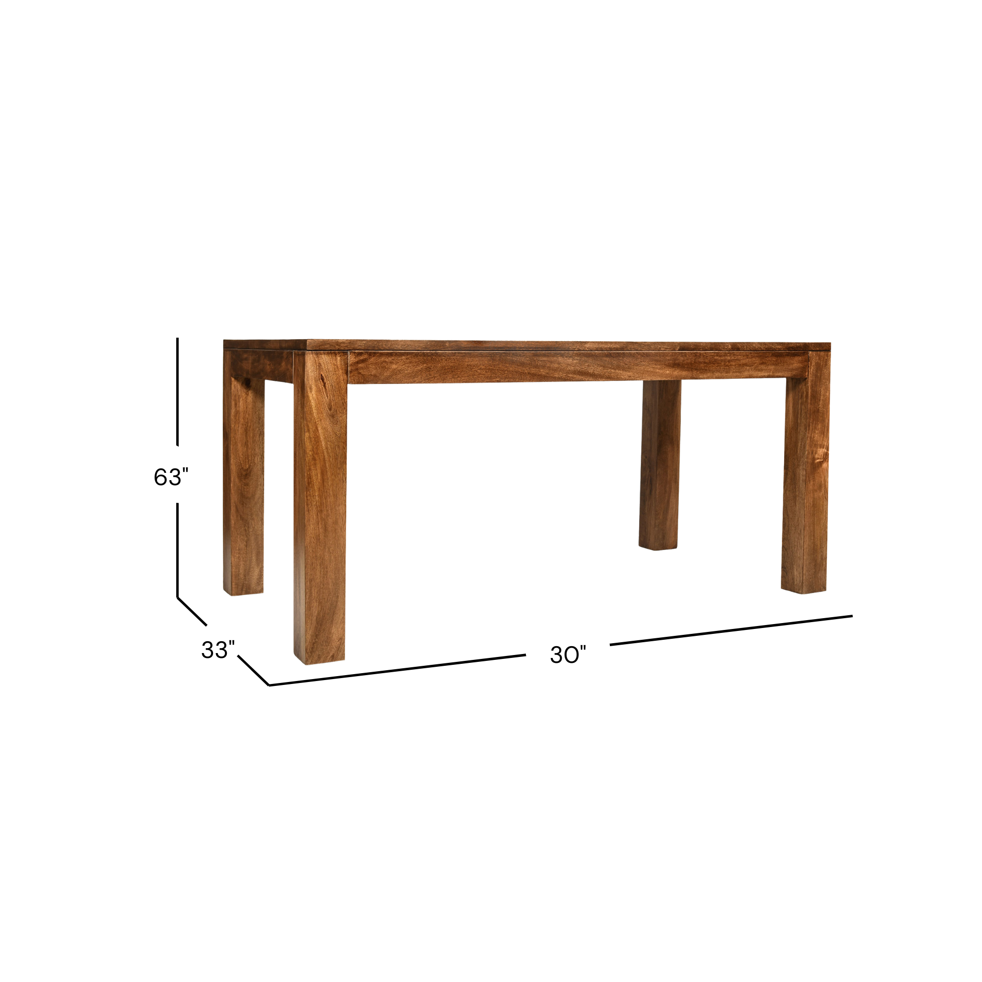 Parsons Solid Wood Rectangular Dining Table, 63" mango wood dining table, alternate view
