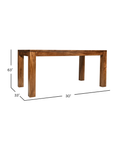 Parsons Solid Wood Rectangular Dining Table, 63" mango wood dining table, alternate view