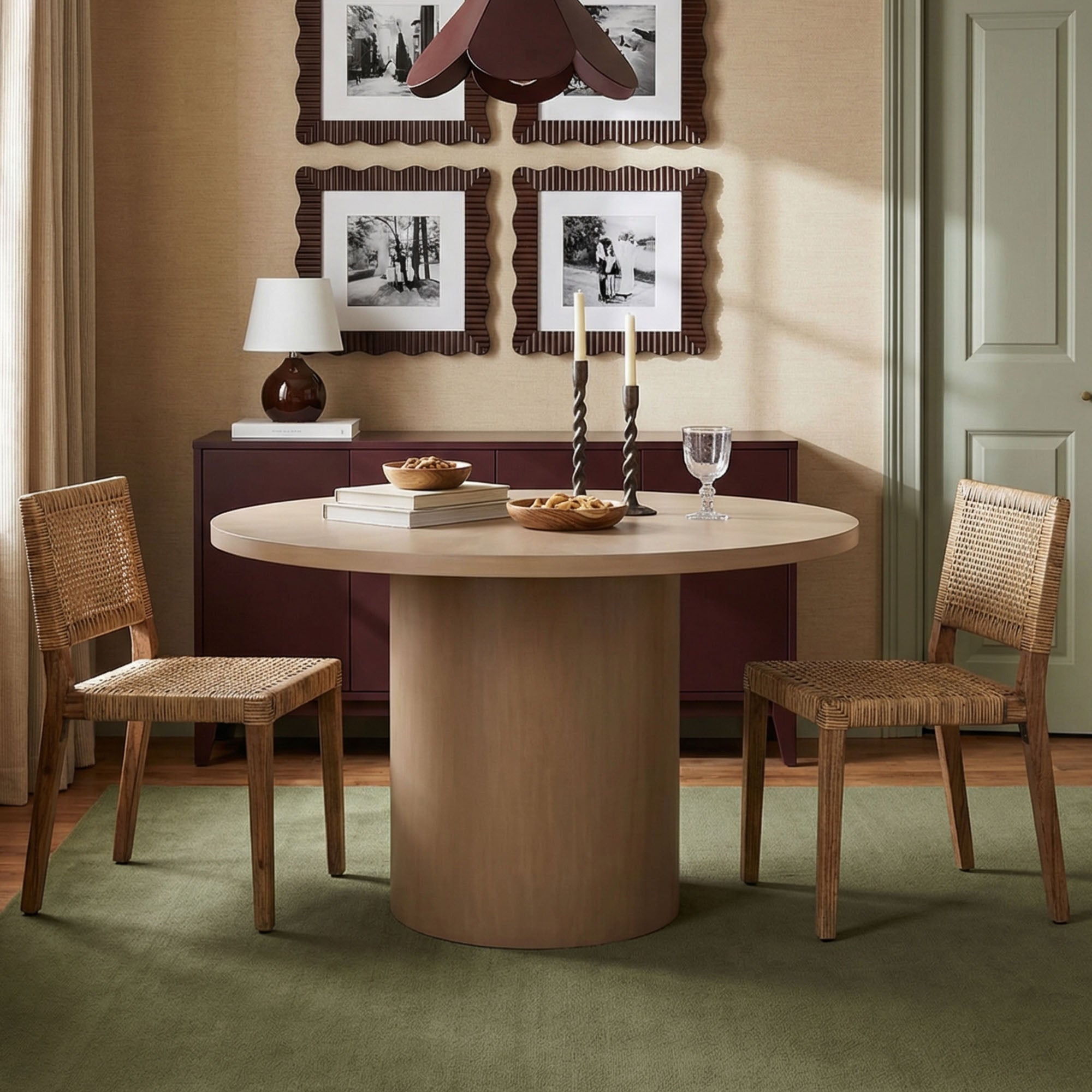 Bianca Round Solid Mango Wood Dining Table, 48"